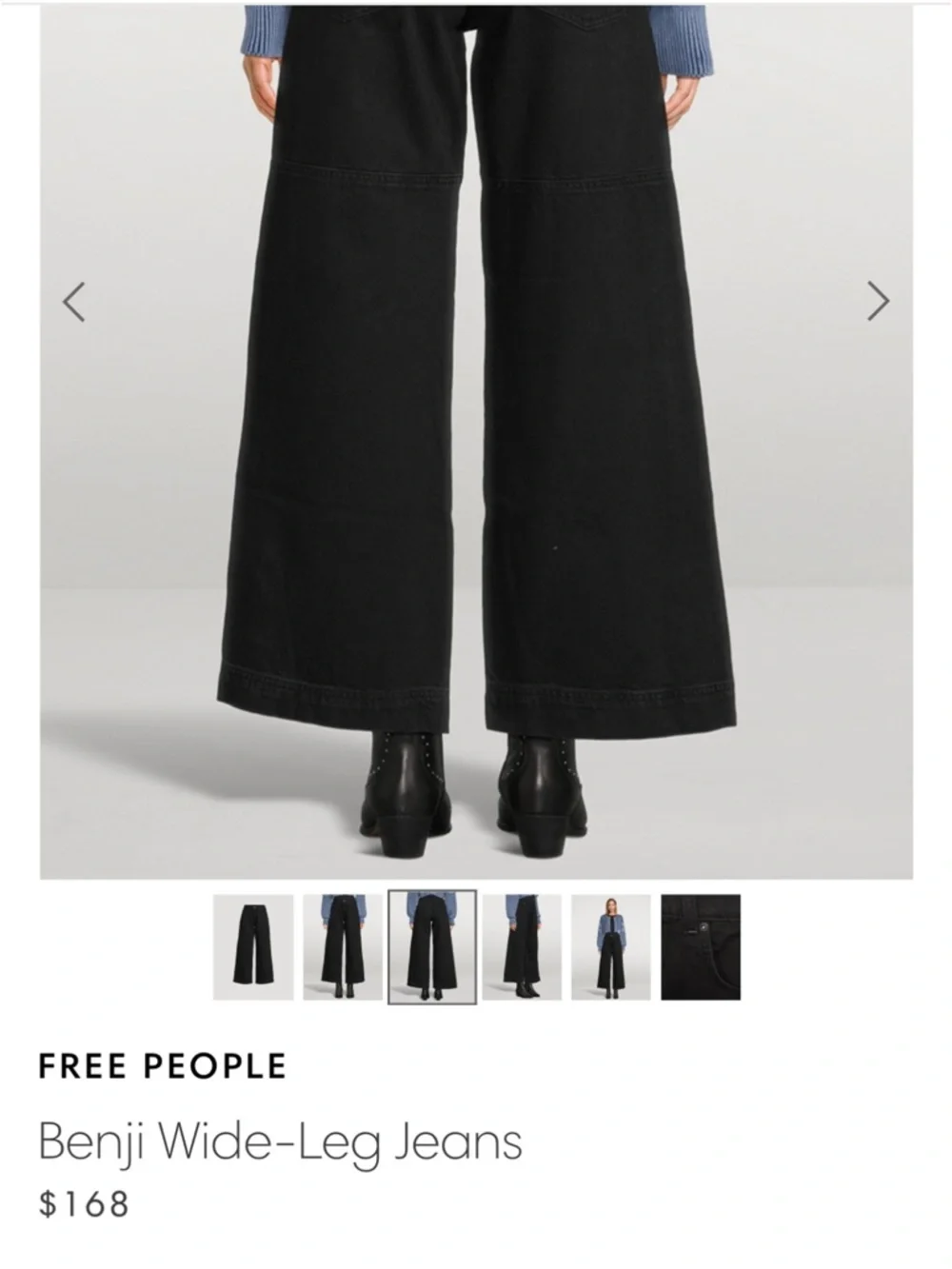 Free People Black Wide Leg Benji Jeans - size 26 - Picture 4 of 16